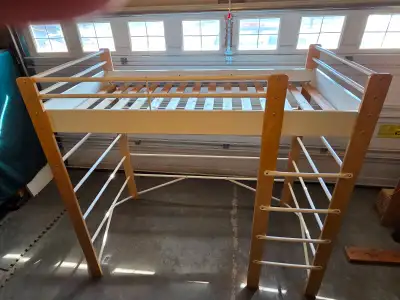 Modern Style Twin Size White Metal/Wood Loft Bedframe Dropoff, View more