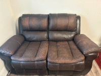 Brown leather love seat (accepting offers)