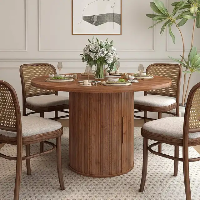 Walnut 47" Round Dining Table for 4, Kitchen Table Dinner Table in Dining Tables & Sets in Markham / York Region - Image 8