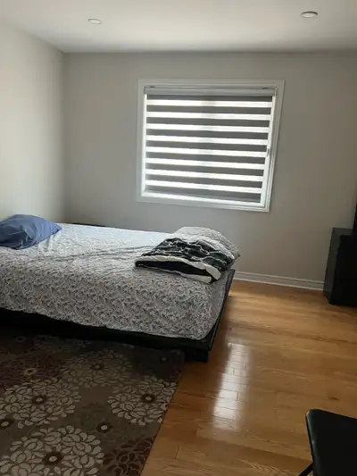 For one young, clean , quiet, working male professional. Private room with attached bathroom. Parkin...