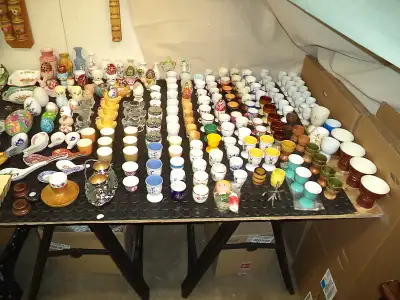 Large Garage sale . Coke crates One 7up crate bottes . antiques old cups / Dishs /cups / bowls . New...