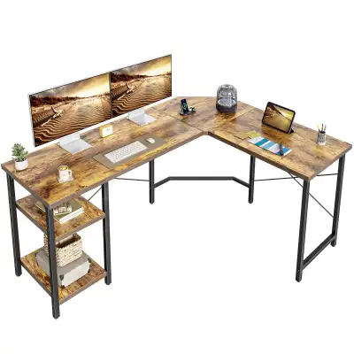 CubiCubi L Shaped Corner Desk with Shelves, View more