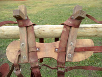 Pack saddle, sawbuck with some rigging, located Dawson Crk