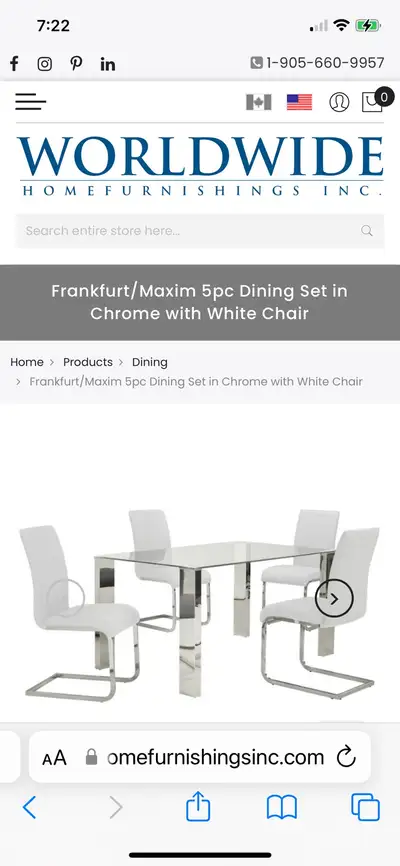 BEAUTIFUL NEW MAXIM 5 PIECE DINING SET WITH 2 OPTIONAL CHAIRS, View more