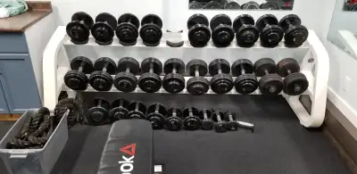 5-75 LB Dumbbells and Rack, View more