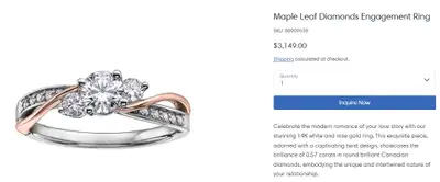 Maple Leaf Diamond Engagement Ring, originally purchased from Poags Jewellers. Contains a 0.5 carat...