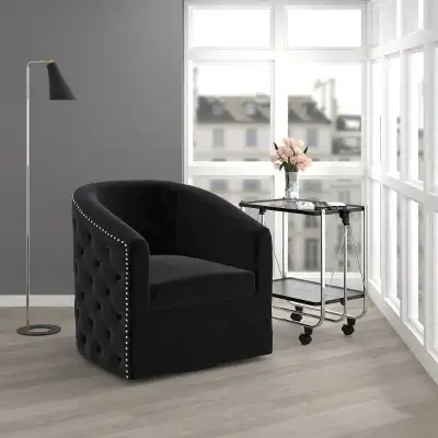 VELCI SWIVEL MODERN ACCENT CHAIR IN  VELVET., View more