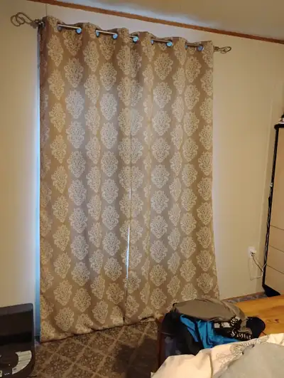 Each panel is 95" tall by 37" wide. Easy glide rod rings. Silky look and feel, hang really nicely an...
