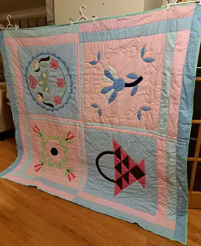 Vintage Reversible Handmade Quilt, View more
