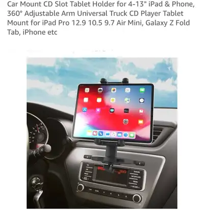 Car Mount CD Slot Tablet Holder for 4-13" iPad & Phone, View more