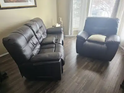 Recliner dark brown set, View more