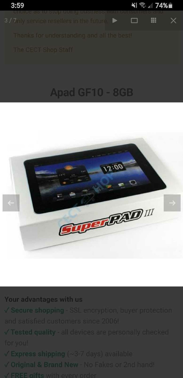 Apad GF10 - 8GB in iPads & Tablets in Edmonton