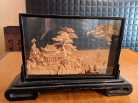 Vintage Chinese Cork Carving Art Diorama