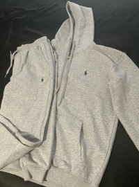 Grey Polo Ralph Lauren zip up hoodie and sweatpants 