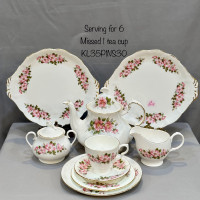 Vintage discontinued Bone China Prairie Rose Luncheon set for 6 