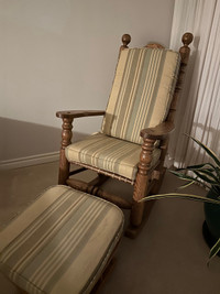 Solid wood rocking chair with ottoman 