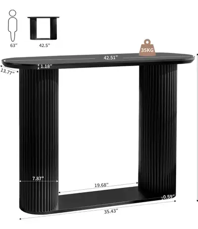 This console table, with its sleek black finish and contemporary design, is a stylish addition to an...