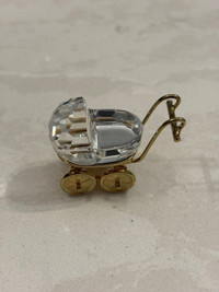 Swarovski Crystal 18k Gold Plated Figurine “Baby Carriage”