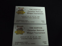 Tim Hortons Canadian National Midget Tournament Baseball Passes