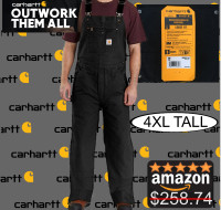 NEW * Carhartt Loose Fit Washed Duck Insulated Bib Overall