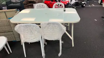 5 pieces outdoor dining table set tempered glass, View more
