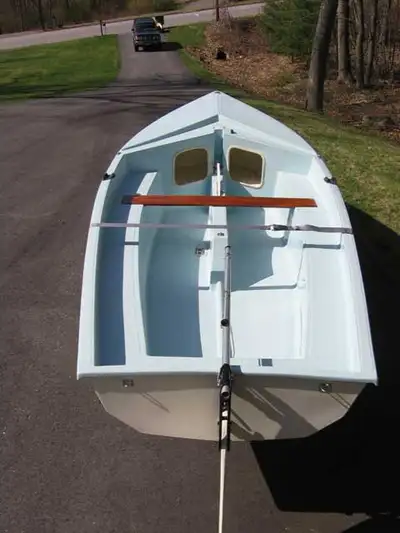 CL14 sailboat (light blue and white) in very good shape, fully equipped, ready to sail. No trailer.