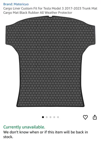 Trunk Mat Cargo Liner Tesla Model 3, View more
