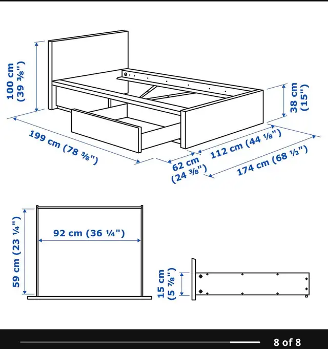 Lit Simple (Twin) avec Matelas et 2 Tiroirs de Rangement in Beds & Mattresses in Longueuil / South Shore - Image 4