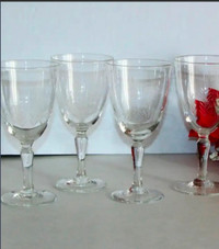 VINTAGE SHERRY GLASSES 5" Tall ETCHED CUT FERN ELEGANT GOBLETS