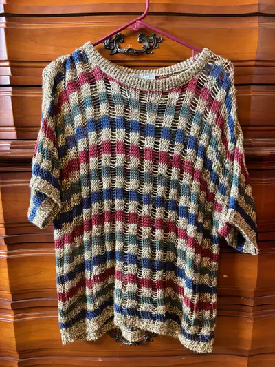 In excellent condition! Vintage Jaeger London knit/crochet sweater in earth tones. Made in Great Bri...