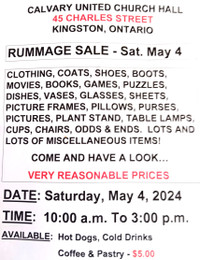 Calvary United Rummage Sale May 4