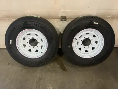 Brand new 2 trailer tires on rims Bought as spares but didn’t need them $300 per tire
