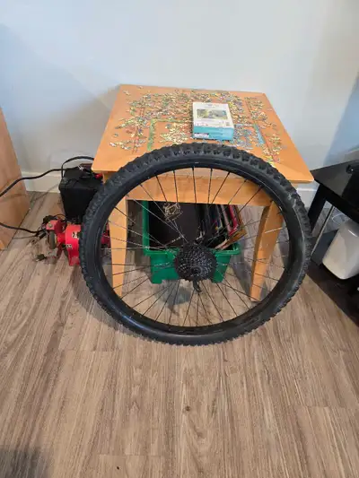 REAR 26" MTB RIM WITH 8SPD CASSETTE AND QUICK RELEASE. , View more