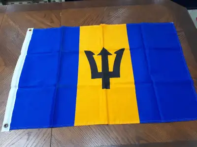 2 x 3 ft Polyester flag with grommets. New in package Stickers $2. each Iron On Patches $4. each