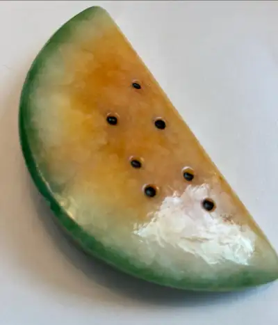  Jade Carved Watermelon Slice Figurine , View more