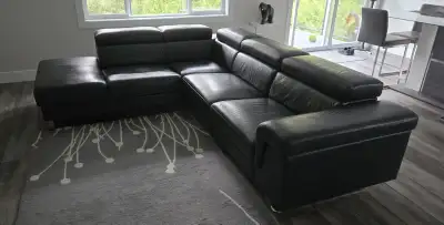 Leather Sectional Couch w/ Power Recliner and Chaise Lounge, View more