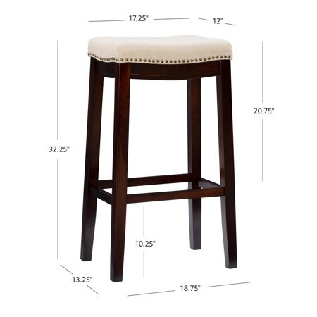 Linon Hampton 25" Wood Counter Stool in Dark Walnut Brown in Chairs & Recliners in Mississauga / Peel Region - Image 3