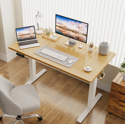 Sit-Stand Desk (Tan) – Height Adjustable, View more