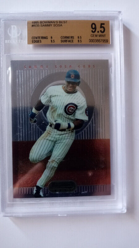 1995 BOWMAN'S BEST SAMMY SOSA BGS 9.5 Gem Mint graded Chicago in Arts & Collectibles in St. Catharines - Image 3