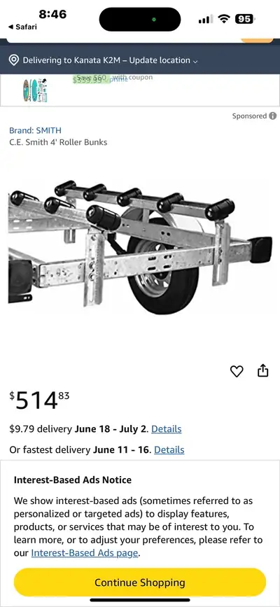 2 new boat trailer roller bunks 5 ft &4ft, $1100 value open to trades two new boxes of Company Boat...