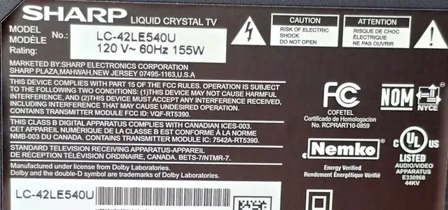 Sharp Aquos HD TV - 42 inches with HDMI in TVs in Ottawa - Image 6