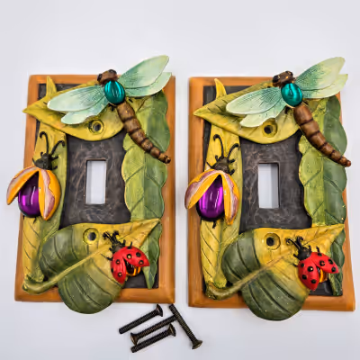 Light Switch Covers With Dragonfly Ladybug And Beetle Jewel Whimsical Read You Have Great Taste! Pic...