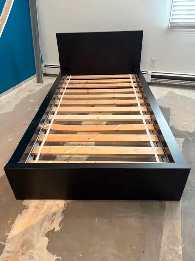 Black ikea Malm bed frame for sale. Size Twin (59” wide, 78 1/2 “ long )