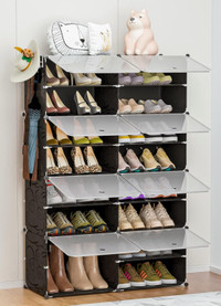 Brand new 2×8 tier shoe organizer with rack/doors