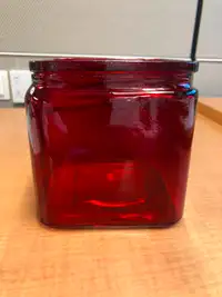 Moving sale - Red Clear Glass Cube Vase