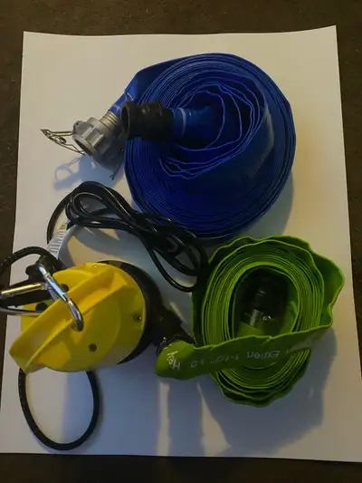 Hot tub sump pump and hoses, View more