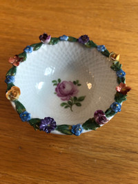 Rare Antique Carl Thieme DRESDEN Porcelain Flowers Bowl 3.5”