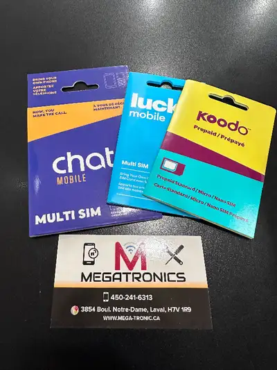 ✅ SIM card ✅ Rogers Chatr fido Telus Koodo bell lucky t-mobile, View more