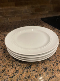 4 white salad plates