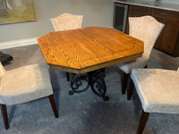 Wrought Iron OAK table & 4 chairs